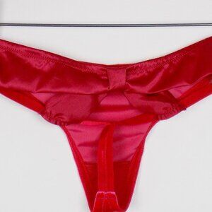 nwt Victoria's secret christmas velvet satin bow peekaboo cutout bikini thong